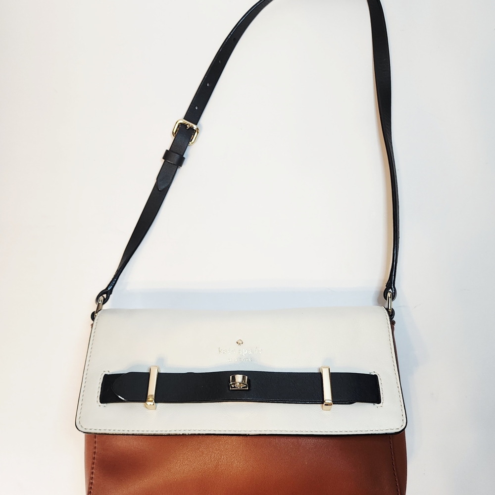 Kate Spade Brown and White Crossbody Bag